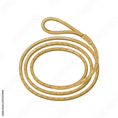 Φωτογραφία Coiled lasso rope with loop for cowboy cattle roping and western equestrian acti
