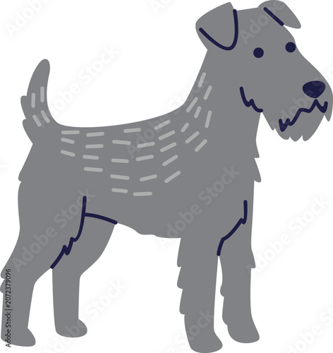 Cute Gray Kerry Blue Terrier Dog Cartoon Vector Illustration