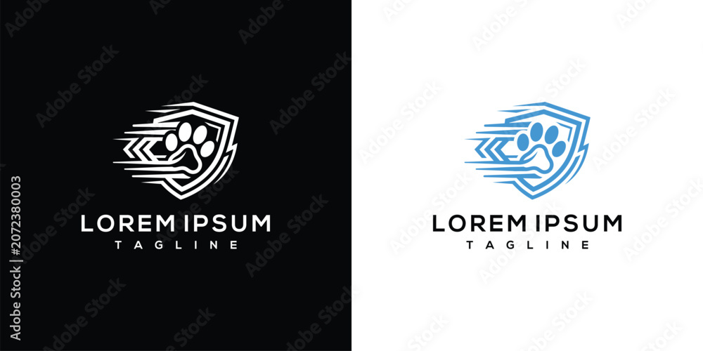 Fototapeta premium Paw Print Security Shield Logo