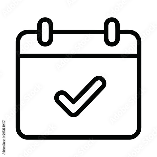 Outline Handdrawn Calendar Page Icon With Check Mark Symbol