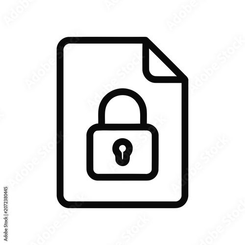 Minimalist Outline of a Locked Document Icon Representing Security and Privacy
