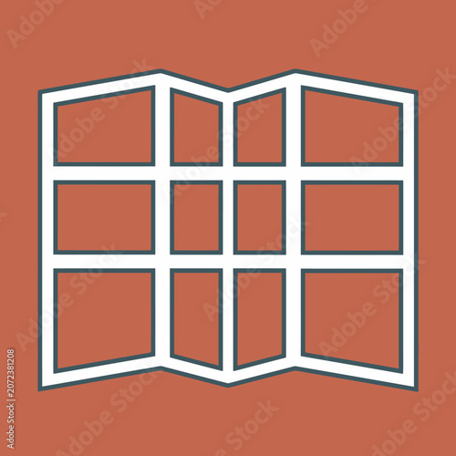 Vector icon of a folded paper map for navigation