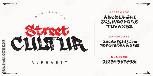 Photos Street Cultur Urban graffiti brush font with expressive street style alphabet