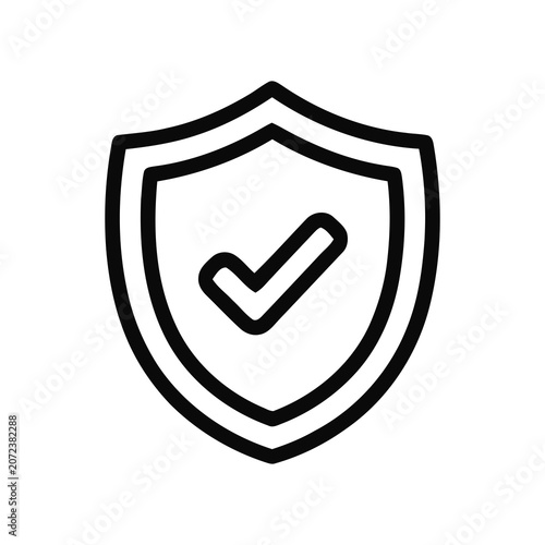 Photos Simple Outline Shield Emblem With Checkmark Icon Symbol Representation