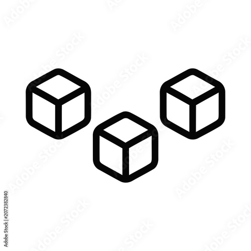 Simple Geometric Three Dimensional Cubes Outline Shape Icon