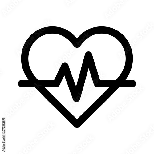 Simple Outline Heart Shape With Electrocardiogram Pulse Line Icon