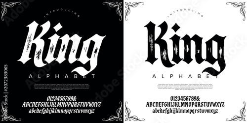 Foto King gothic blackletter distressed horror textured display font for dark theme d
