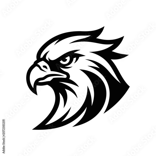 Stylized Eagle Head Silhouette Graphic - Fierce Predator, Tribal Art