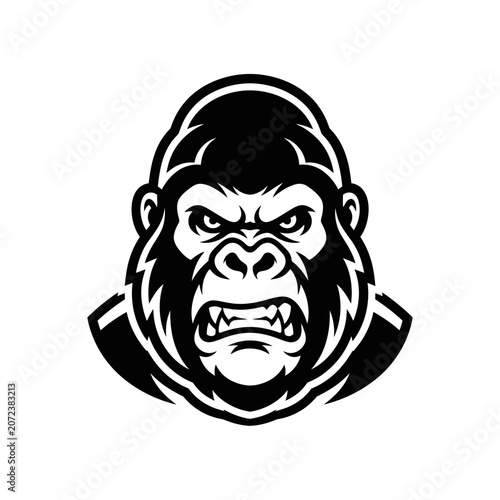 Fierce Gorilla Head Logo - Aggressive Ape Mascot