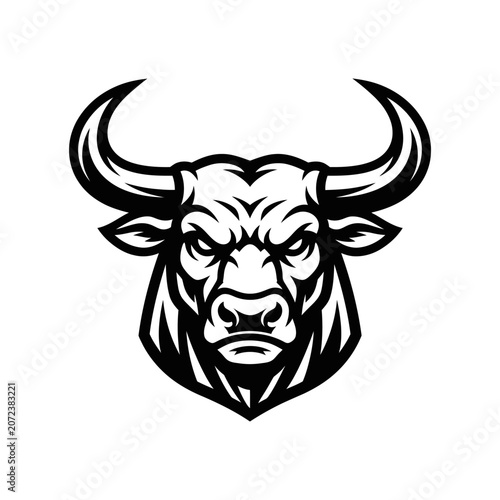 Aggressive Bull Head Mascot Logo - Strong Animal Symbol