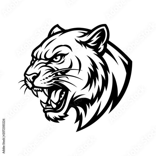 Fierce Tiger Head Mascot Logo - Aggressive Wild Cat Illustration