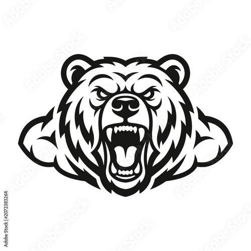 Aggressive Bear Head Mascot Logo - Fierce Animal Illustration