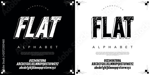 Photos Flat 3d dimensional extruded display font with sketch shading texture for archit
