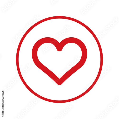Red heart icon in circle with clean lines