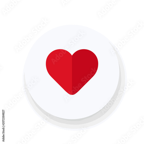 Red heart icon on a white circle background