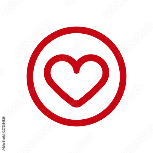 Red heart icon inside a circle