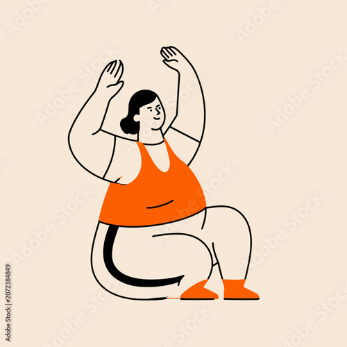 Woman exercising while seated in an adapted position