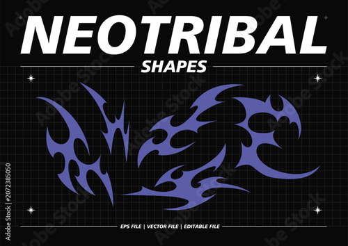 Neo tribal abstract shape collection featuring futuristic flame-inspired graphic elements for logos, tattoos, stickers, apparel, branding, print design, merchandise and creative graphic resources