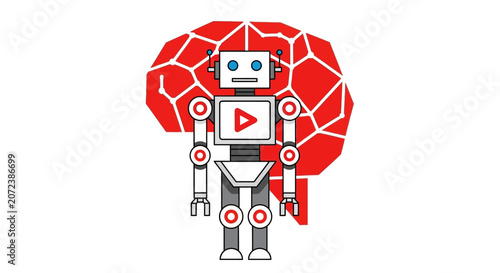 Robot with brain and screen.