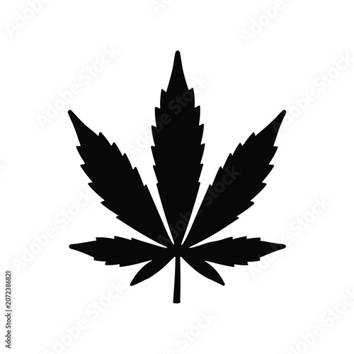 Simple cannabis leaf black icon vector illustration.
