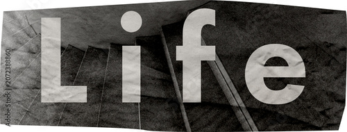 Schilderij op canvas Life – Modern Magazine & Tabloid Collage Typography clipping cutout Art