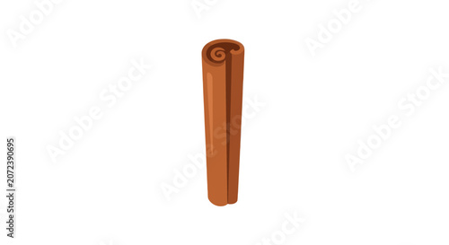 Photos Single cinnamon stick spice illustration.