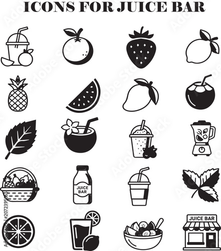 Icons for juice bar