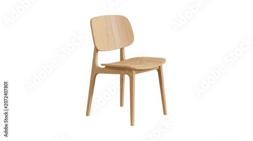 Minimalist wooden chair isolated on white background modern furniture design