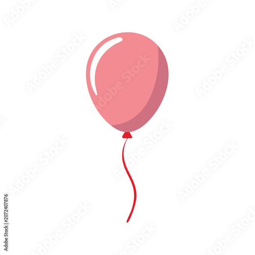 Pink balloon with string vector illustration