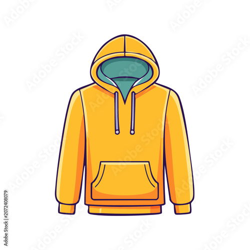 Yellow hoodie flat vector illustration