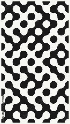 Truchet two tone pattern in black and white, vertical background