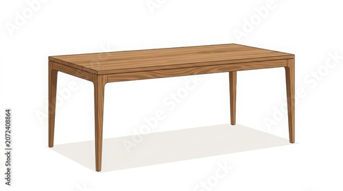 Rustic wooden dining table isolated on white background minimalist design