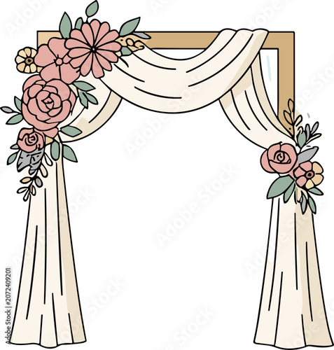 Wedding Arch Decoration with Flowers and Drapes