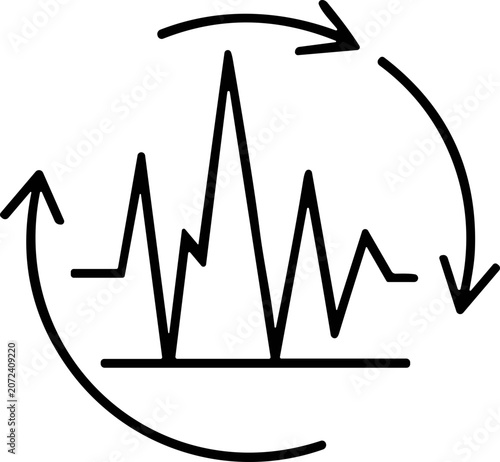 Abstract waveform cycle icon with circular arrows