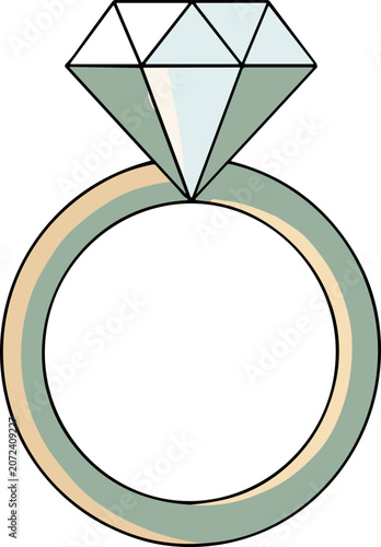 Diamond ring icon, elegant jewelry symbol, love and commitment concept