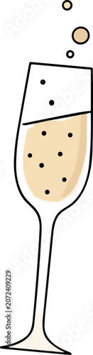 Bubbly Champagne Flute with Bubbles Rising