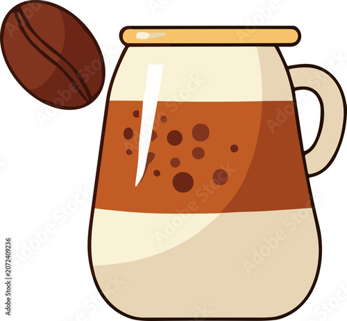Latte Coffee Mug with Coffee Bean and Creamy Layers