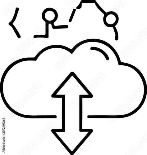Cloud Computing Data Transfer Icon, Upload Download Arrows, Network Connection