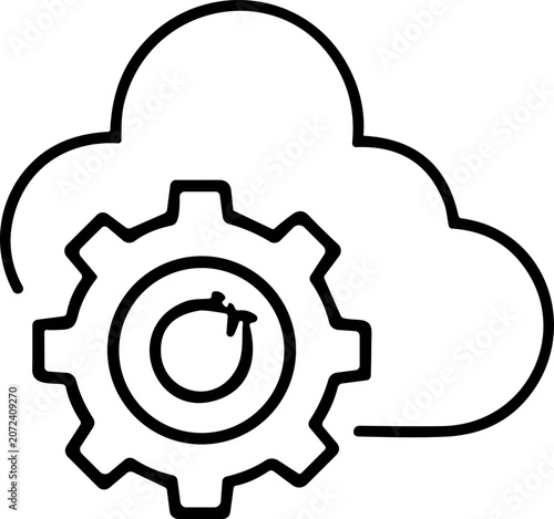 Cloud Computing Gear Icon: Technology, Automation, and Data Processing