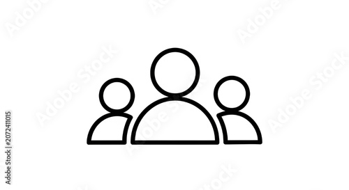 Fotografie A simple black line icon of three people standing together on a transparent back