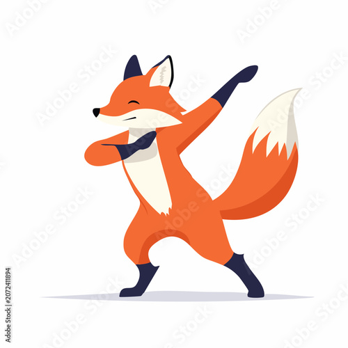 Cartoon fox doing a dab dance pose