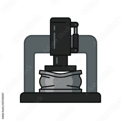 Illustration of a pressure testing machine crushing an object