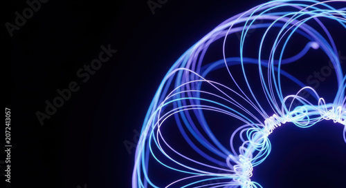 Fusion power progress energy light technology abstract science innovation electric wave circle motion dynamic flow pattern