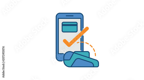 Successful mobile payment via smartphone and POS terminal with credit card