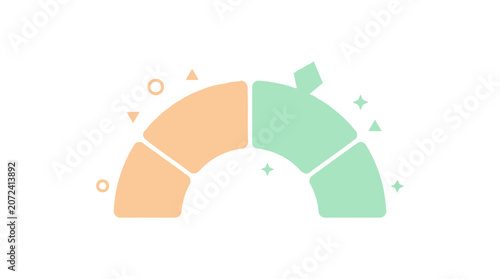 Vector flat design segmented semi-circular gauge icon