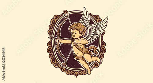 Foto Cherub Angel with Bow and Arrow.