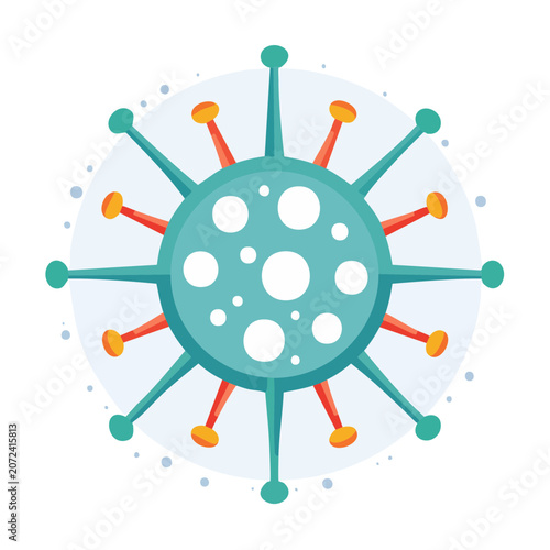 Flat illustration of a virus with radial spikes