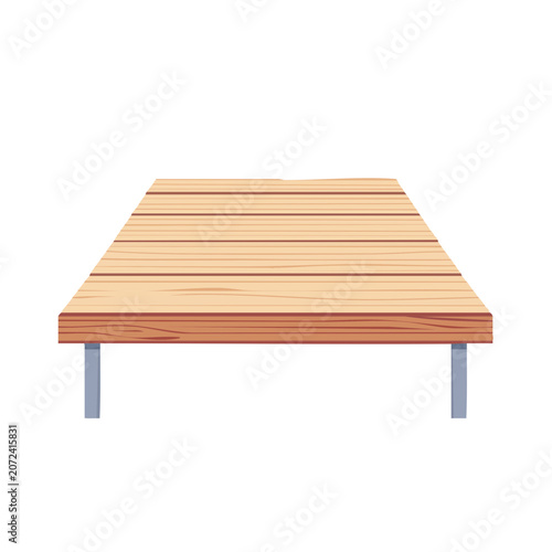 Flat illustration of a wooden table with metal legs