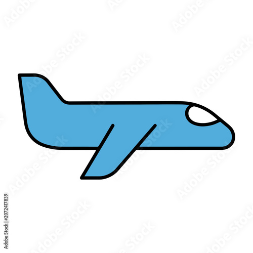 Blue airplane flat vector icon