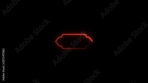 Glowing neon Islamic text frame icon animation,Glowing neon Islamic text frame icon video motion,Neon effect Islamic pattern frame icon animation.4k motion video .